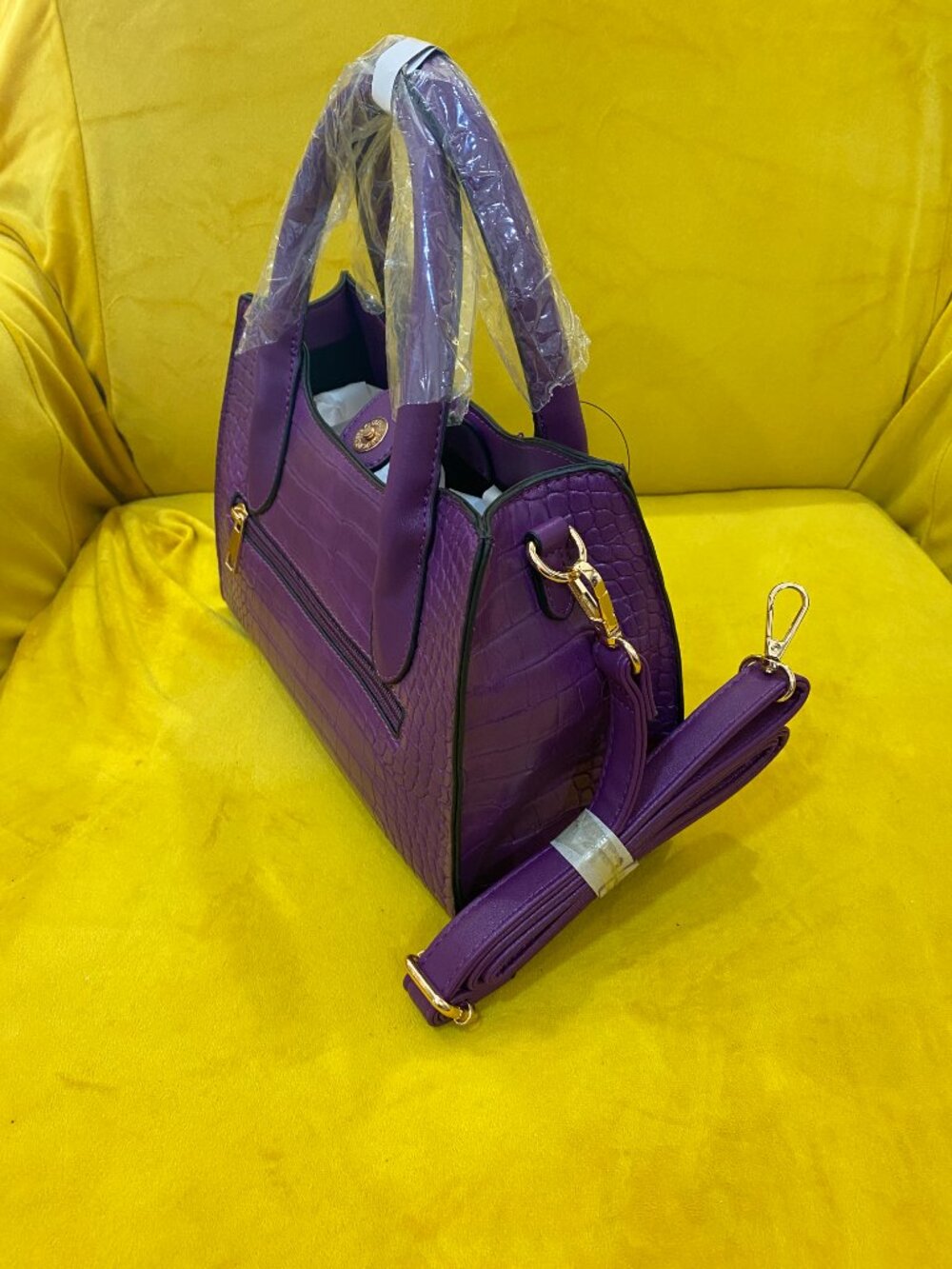 MKF Mia K Collection Purple Croc Embossed Satchel Handbag NWT Vegan Leather - Picture 7 of 9